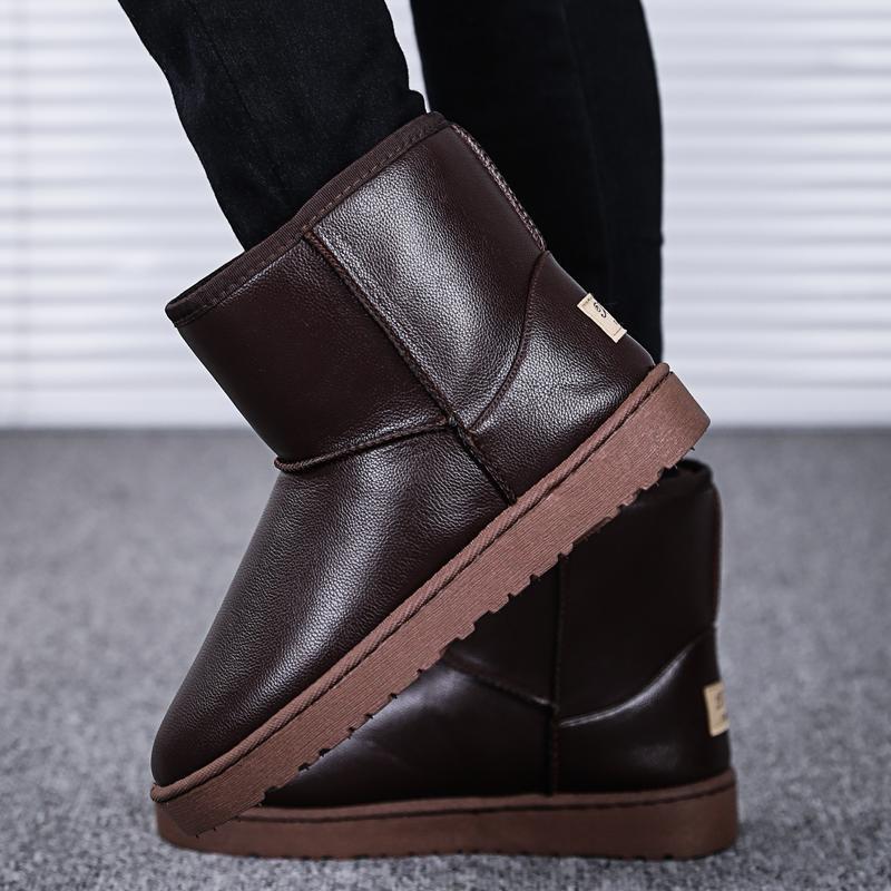 Winter velvet cotton boots men's thickened warm shoes youth tide boots high-top shoes short boots leather outdoor snow boots