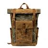 Luksusowe płócienne plecaki w stylu vintage dla mężczyzn płócienny skórzany plecak podróżny duże wodoodporne plecaki Retro Bagpack