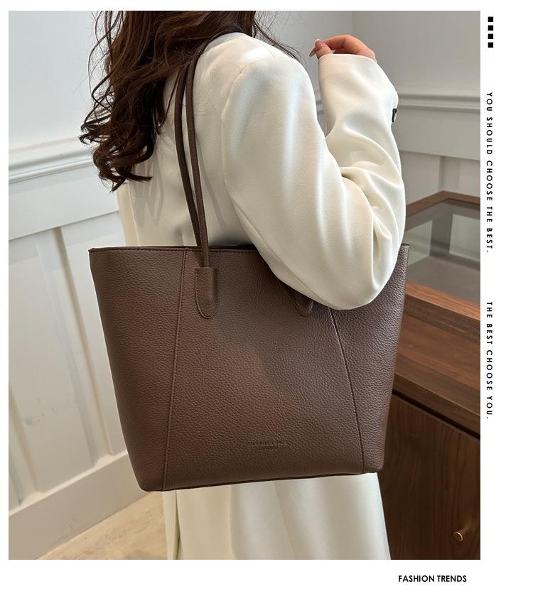 2024 Damen Retro Minimalistisch Ein Schulter Tote - Einfarbig, Großes Fassungsvermögen, Weiche Freizeittasche