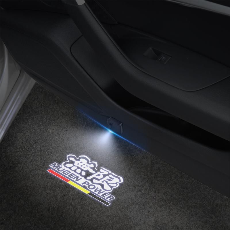 Pour Honda Mugen Power Emblème Civic Typer Fit Accord CRV Lampe de Porte de Voiture Lampe d'Accueil Projecteur Sans Fil Décoration Auto