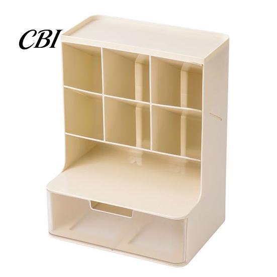 Pencil And Marker Holder Pen Holder, with 6 Slanted Compartments Drawer, Multi-Functional Desktop Tidy Organizer Large Capacity Storage for