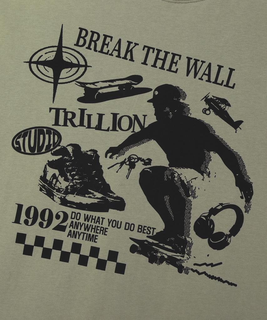 TRILLION Skateboard Pigment Graphic Short Sleeve T-Shirt (Light Khaki)