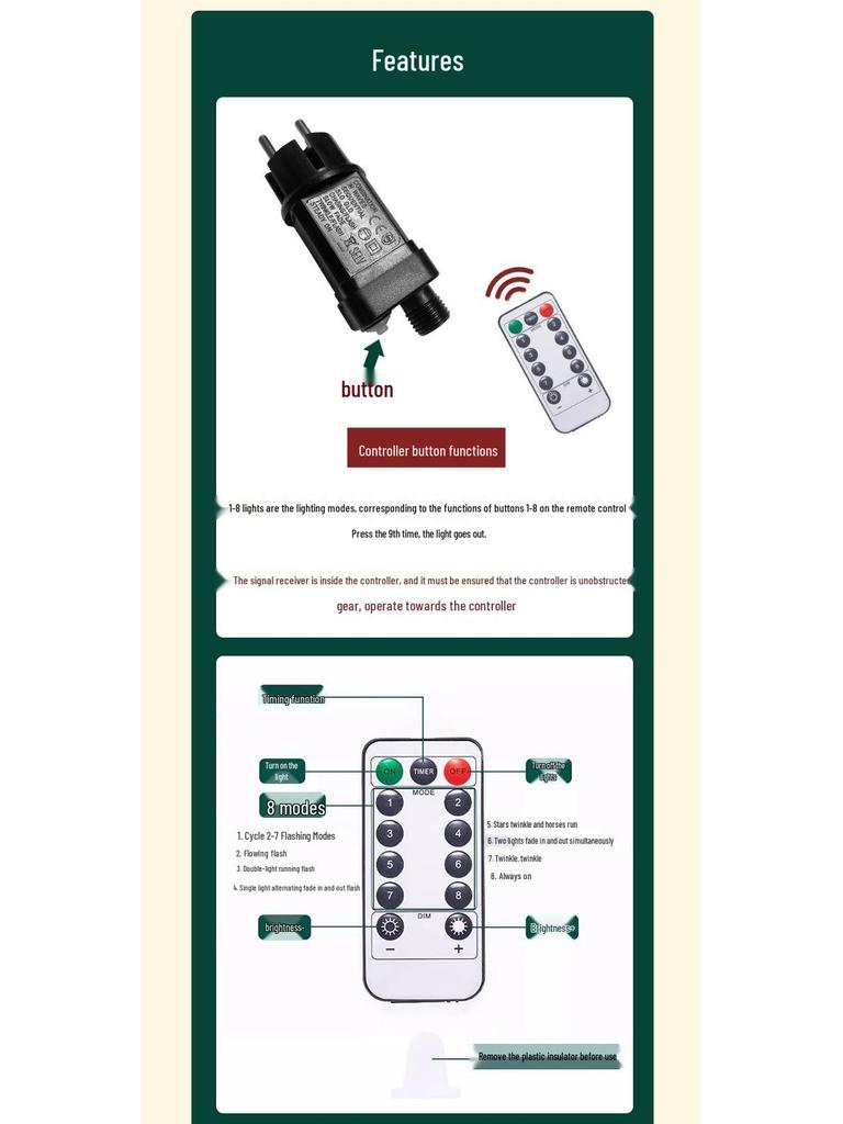 Starry Sky Christmas Tree Garland with Dark Green Copper Wire Lights