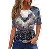 Women's Casual Short Sleeve Pullover Top Halloween Bat Pumpkin Print Round Neck Relaxed Fit Shirt for Fall Seasonal Wear