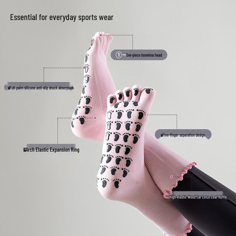 Non-slip Five-finger Yoga Socks - Spring/Summer Ballet Style for Pilates, Casual Japanese Sweet Design, Versatile Split-toe Sports Socks