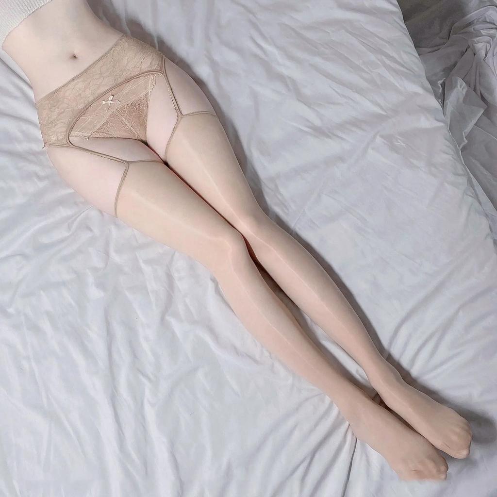 Sexy Stockings Thin Shiny Lace Solid Color Pantyhose Woman suspender Thigh High Black/White Sexy Nightclub Temptation Stockings