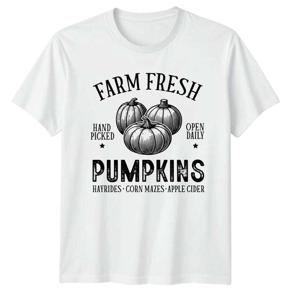 Farm Fresh Hand Picked Open Daily Pumpkins Autumn Seasons Unisex Graphic Tee S