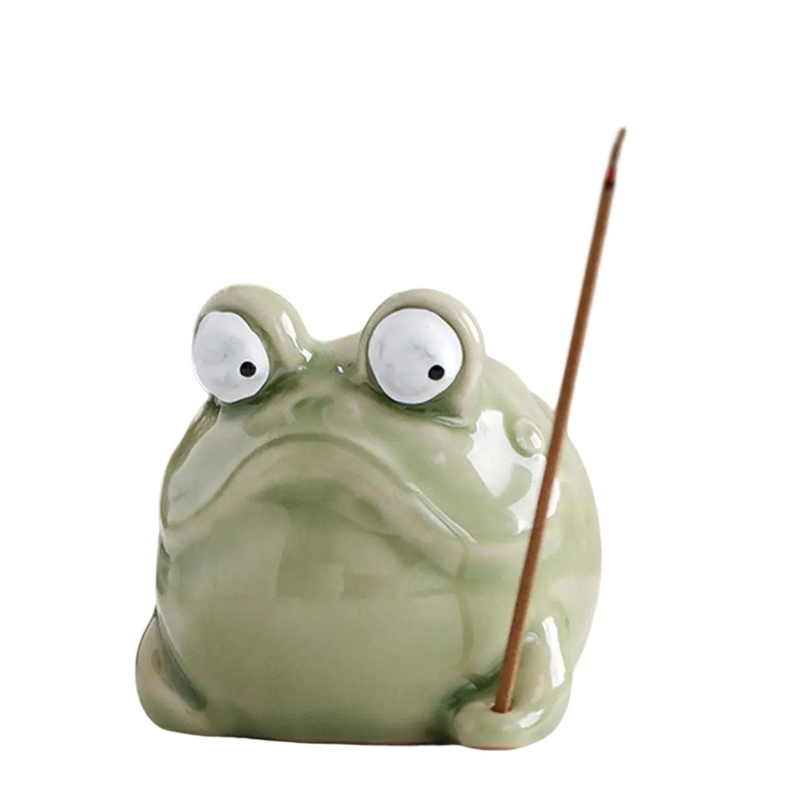 

Керамические миниатюрные лягушки подставка для благовоний зеленая статуэтка животного с большим глазом для домашнего декора и места для медитаций