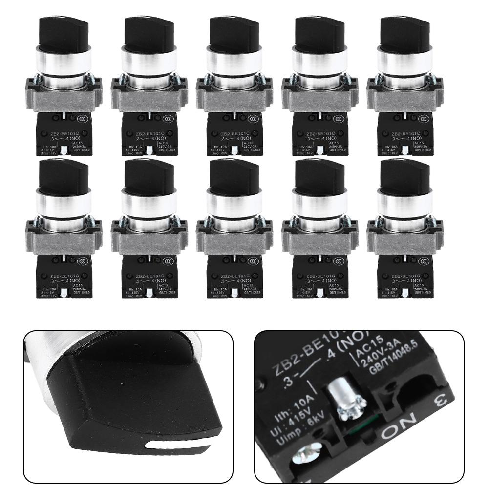 10pcs XB2-BD33 Self-locking Self-resetting Three-position Rotary Switches For Electrical Equipment Accessories