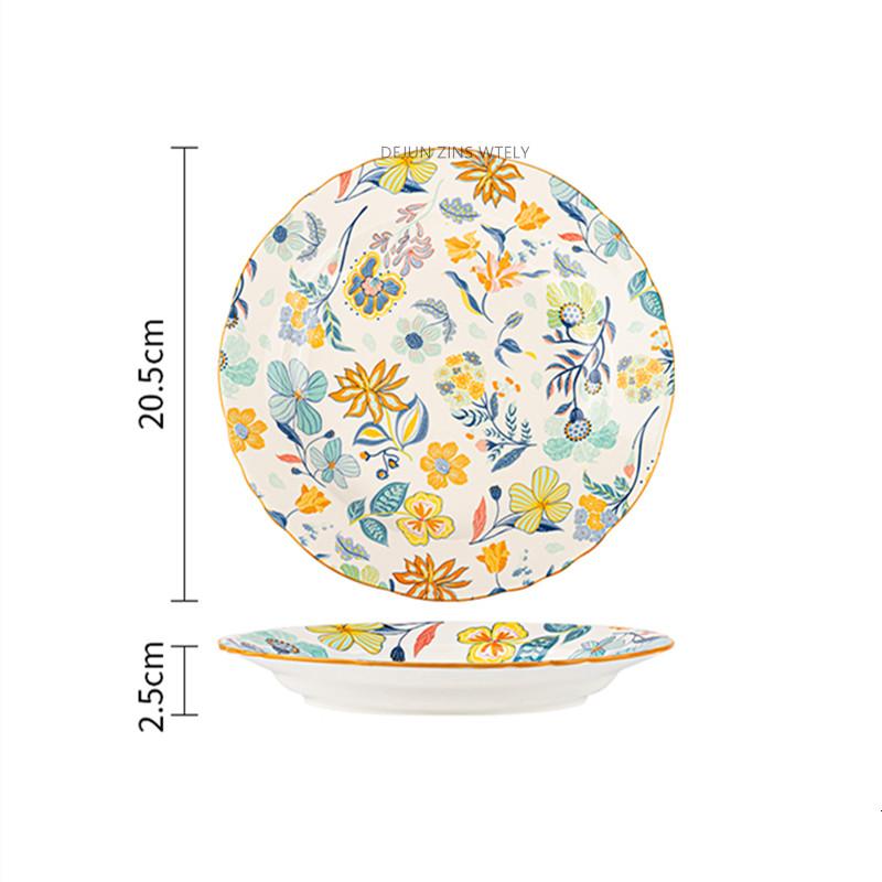 Flower Pattern Ceramic Plates Home Porcelain Tableware Exquisite Fruit Salad Plates Kitchen Accessories Dinner Plates and Dishes