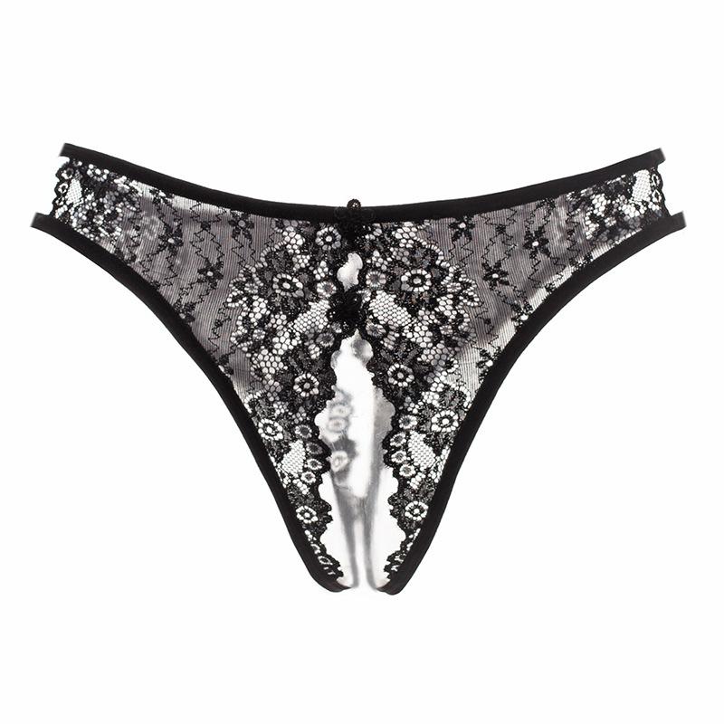 Plus Size Lace Crotchless Thong Lingerie Set for Women