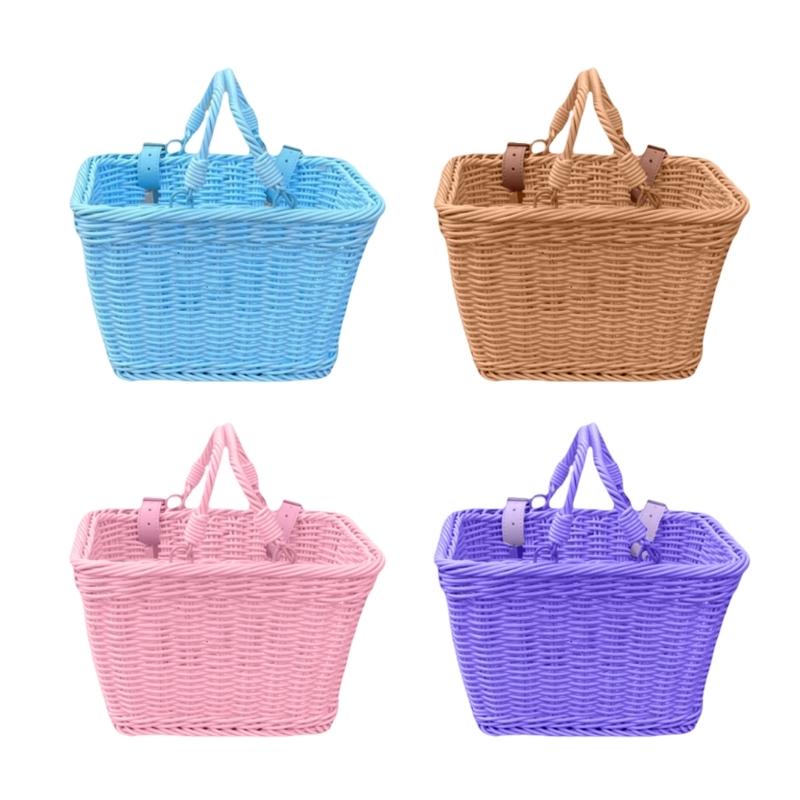 Durability Handwoven Child Bike Basket Convenient Storage Bike Front Basket Family Outing Bike Accessory