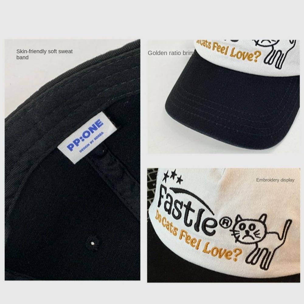 American Retro Color Contrast Baseball Cap Hip Hop Curved Brim Hat Cute Cartoon Peaked Cap  Women