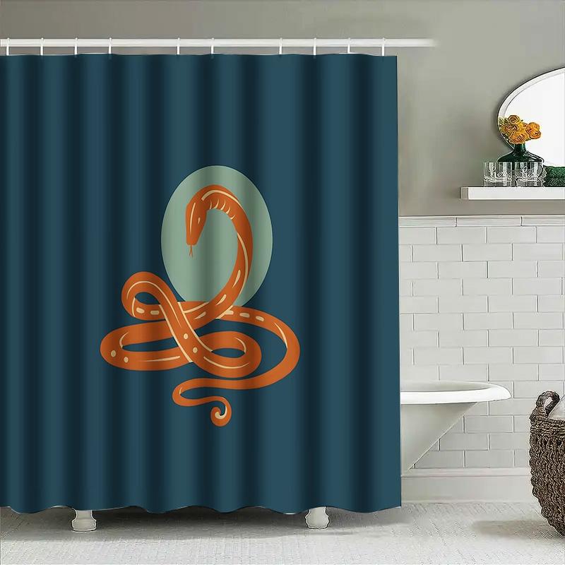 Serpent Shower Curtain Gothic Horror Nature Decor Halloween Bathroom Set Dark Aesthetic Room Divider Vintage Spooky Wall Hanging