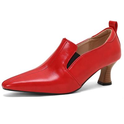 Fashion Elegant Medium Heels Pumps Shoes Red Blue Black White Women's Heeled Party Office Wedding Shoes Large Size 45 50