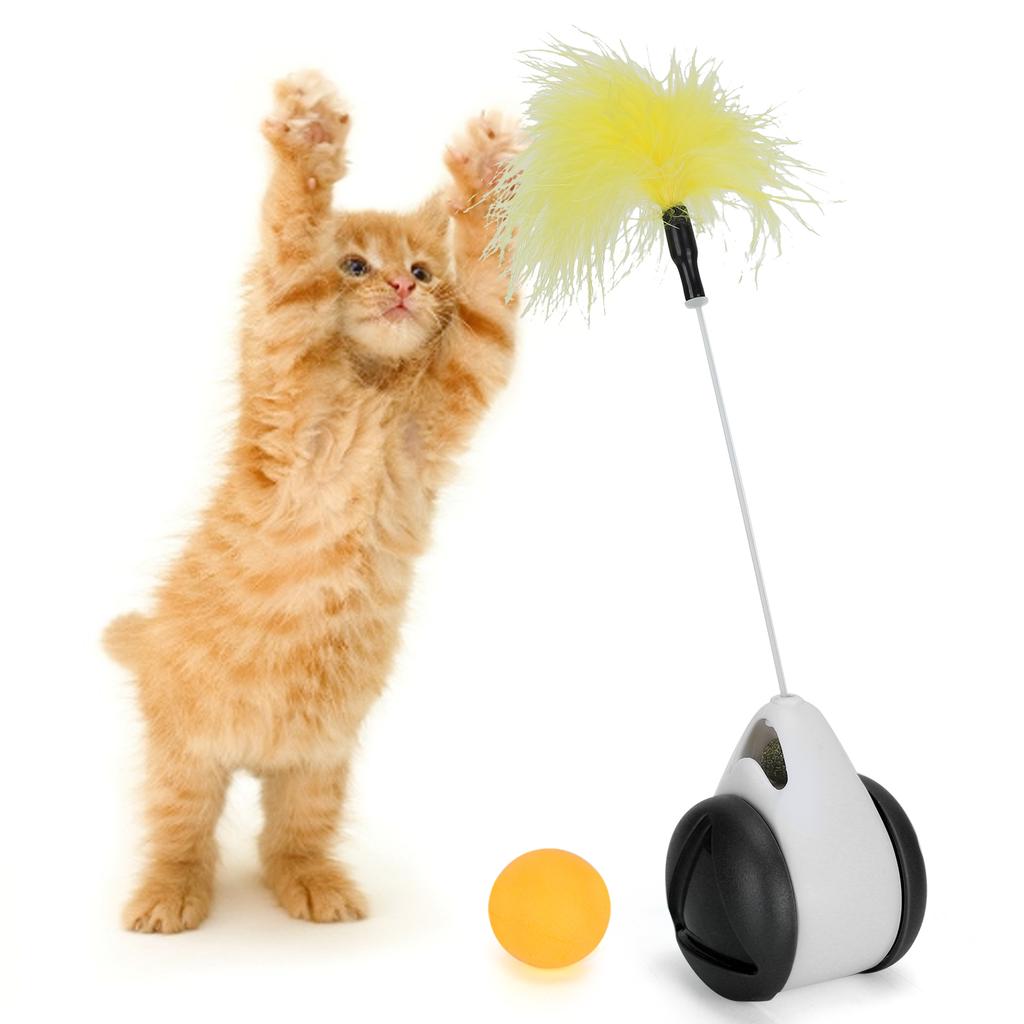 Car Design NonBattery Self Rotating Cat Chasing Toy Pet Interactive Toys with Ball Plume