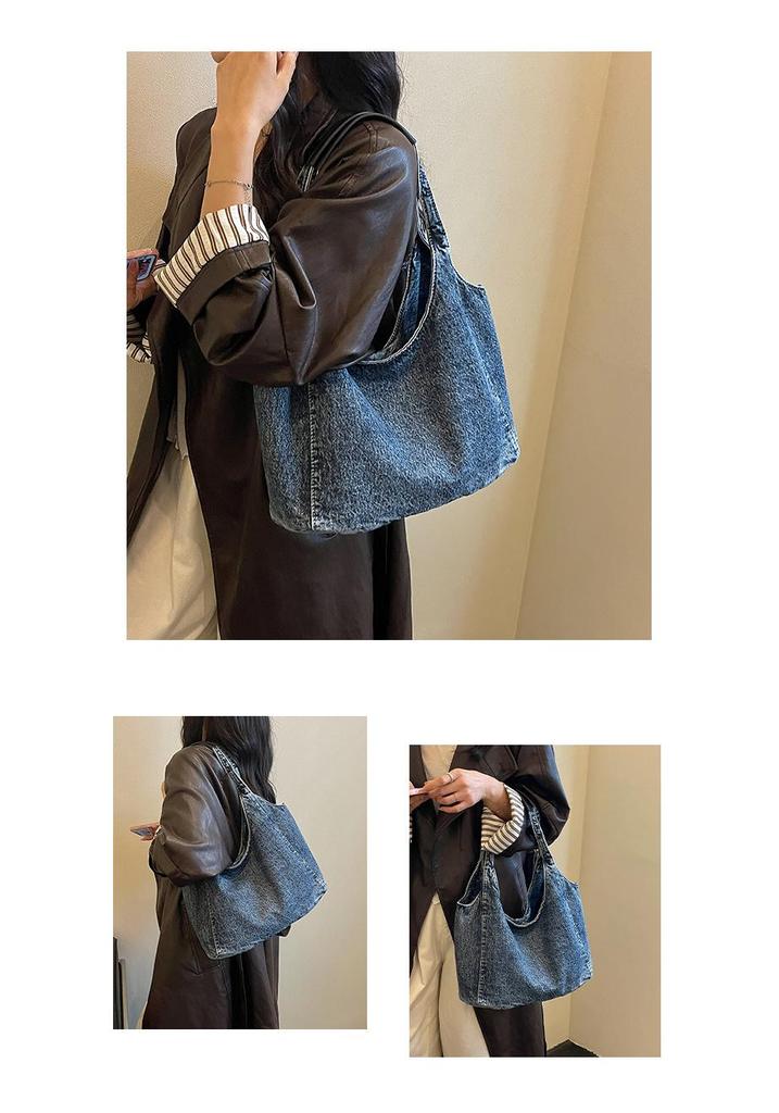 Modische Damen-Jeans-Einkaufstasche mit einer Schulter - Minimalistisch, Vielseitig für Studenten und Pendler
