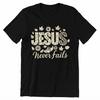 Jesus Never Fails Christian Autumn Faith Leopard Sunflower T-shirt For Men Women