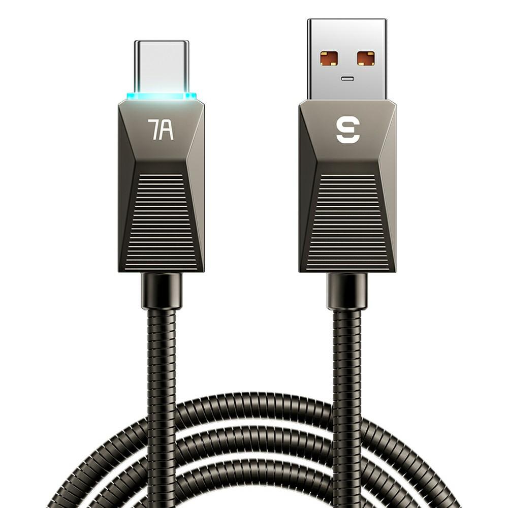 

ESSAGER 1m USB A to USB C Stainless Steel Cable 7A Fast Charging 480Mbps Data Sync Cord