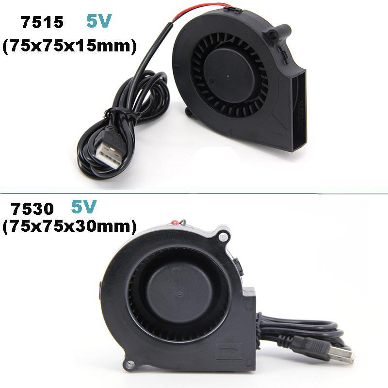 5V USB DC 7,5cm 7530 7515 75x35mm 75x15mm Vzduchový turbo ventilátor Přenosný ventilátor na grilování s rychlostí pro venkovní kempování a vaření