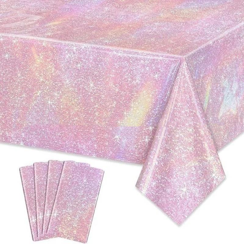 Iridescent Disposable Tablecloth Rainbow Laser Birthday Decoration Tablecloth For Bridal Wedding Party Supplies
