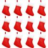 Large Red Christmas Stocking Gift Bag with White Top and Gold Trim, Non-Woven Fabric