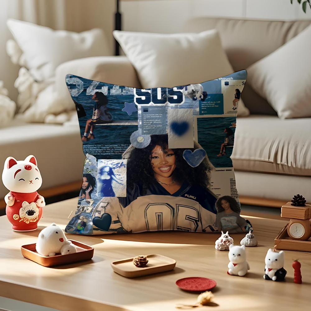 K-Kendrick L-Lamar E-Eilishwith S-Sza Cushion Cover Silky Short Plush With Invisible Zipper Dustproof Sofa Pillow For Decor