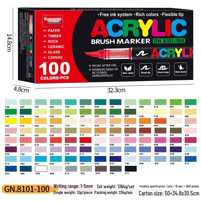 Guangna 8101 Liquid Acrylic Marker Pen, 120/240 Colors, Soft Tip for Student Art & DIY Graffiti