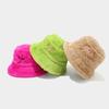 Women S Bow Embroidered Plush Bucket Hat Winter Outdoor Fashion Sun Hat