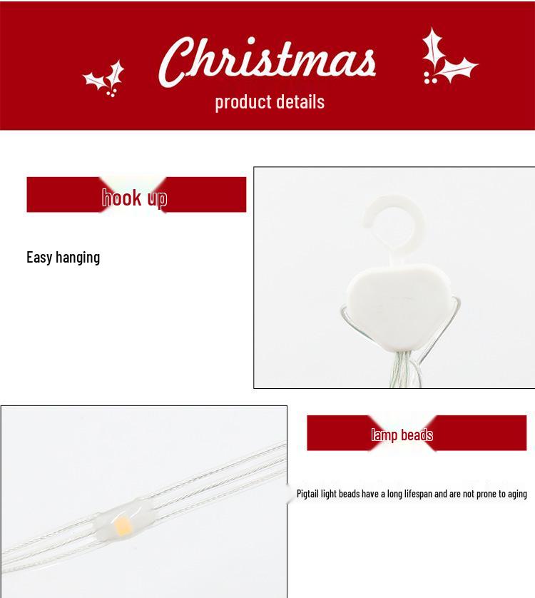 Santa Claus Climbing Ladder Christmas String Lights - Holiday Hanging Decorations