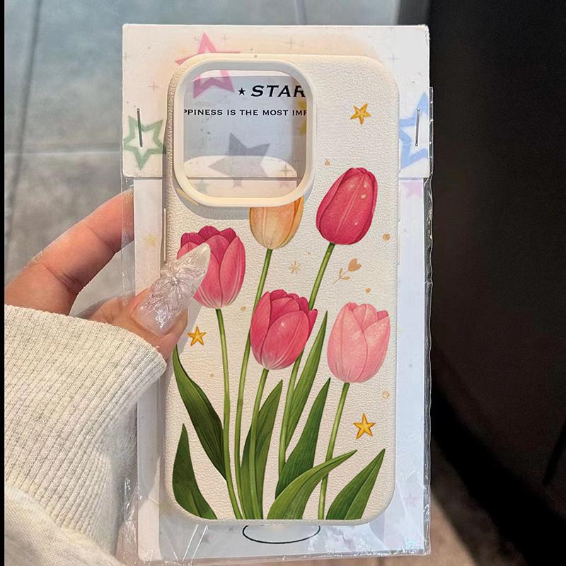 Tulip Flowers And Star Patterns Phone Case For IPhone 17 16 15 14 Pro Max 12 11 13 XS X 16 Plus 16e Shockproof Cover