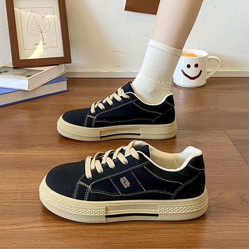 

Niche black versatile canvas shoes women s new spring platform white board shoes sports student casual shoes 35
