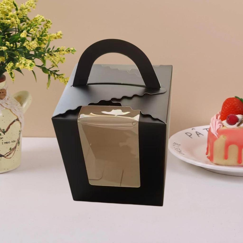 Pure White Handheld Cupcake Box with Insert and Window for Muffins and Pastries