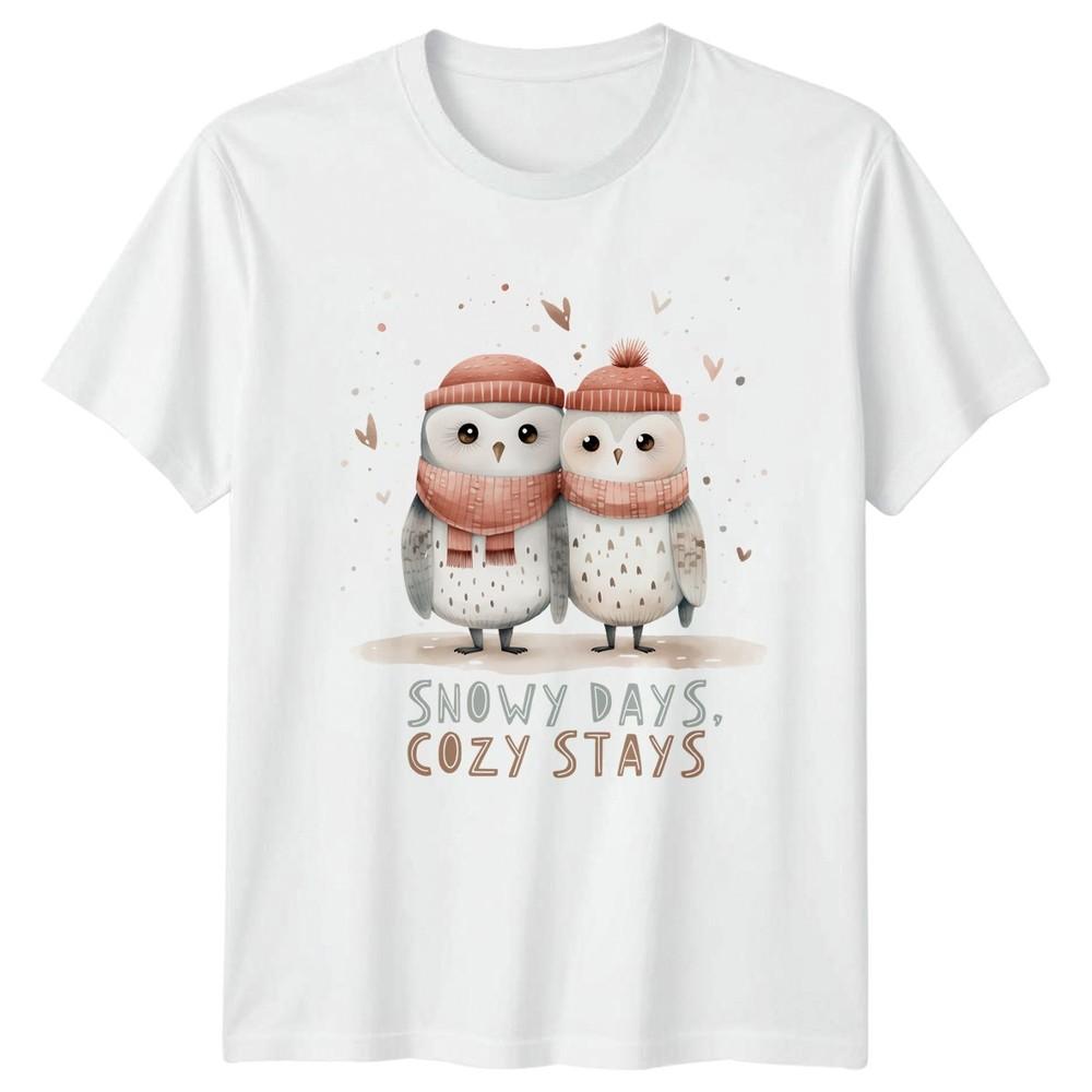 Snowy Days Cozy Stays TShirt Winter Owls Wildlife Animal Christmas Gift S