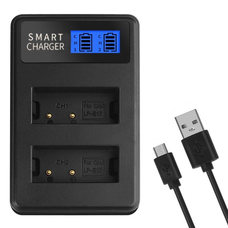 LP-E17 Dual Channel LCD USB Charger for  Eos 750D, Eos 760D, Eos M3 Camera and More (LP-E17-DL)