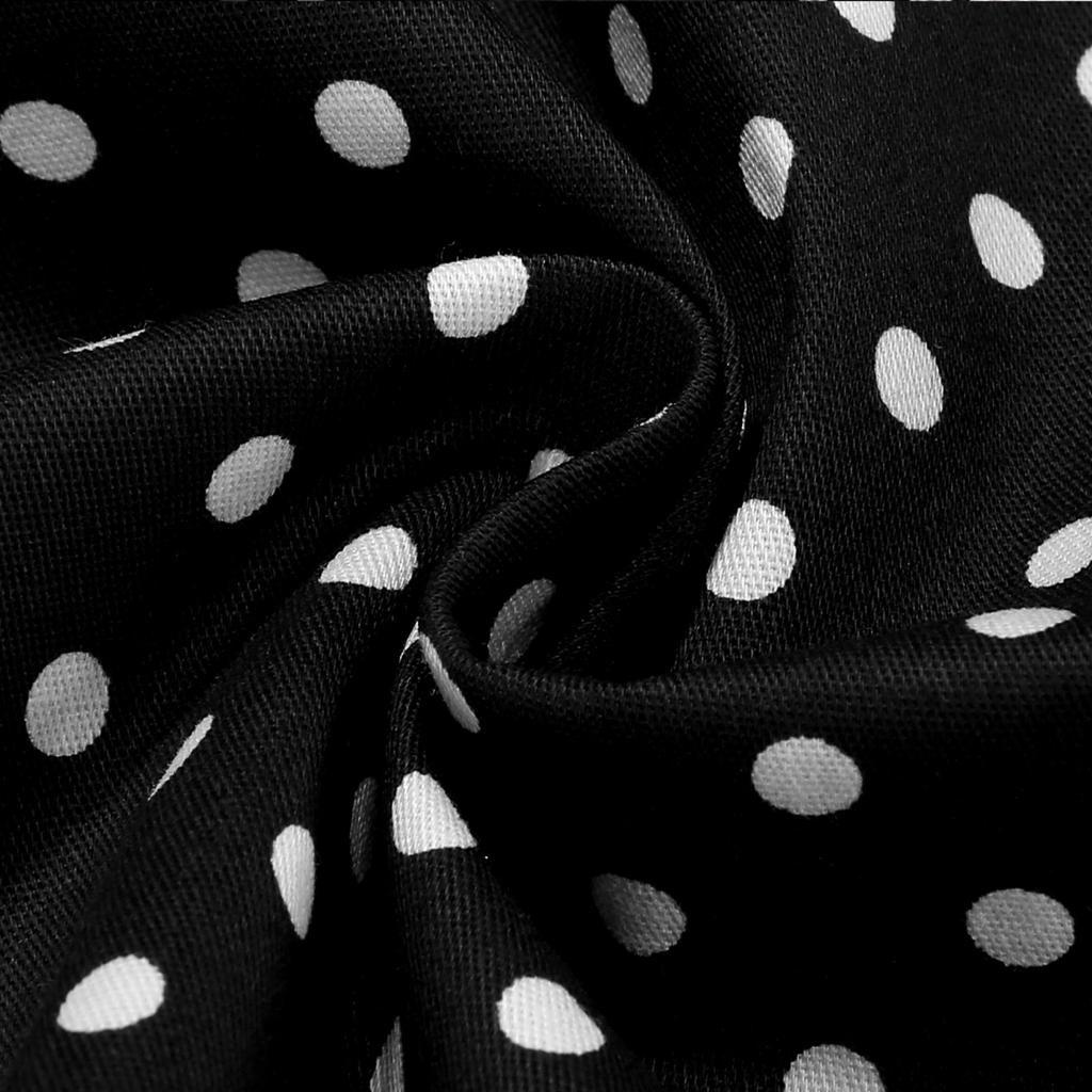 Fashion Summer Waist Polka Dot Dress Sweet Square Neck  Girls Women's Clothing