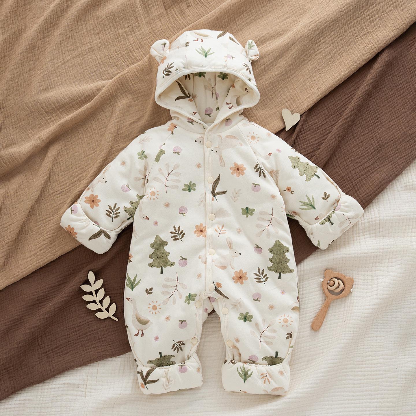 

Newborn Winter Jumpsuit with Jacket, Hand & Foot Covers (0-6 Months) - Warm, Thickened Baby Outfit for Outdoor Use 90 cm