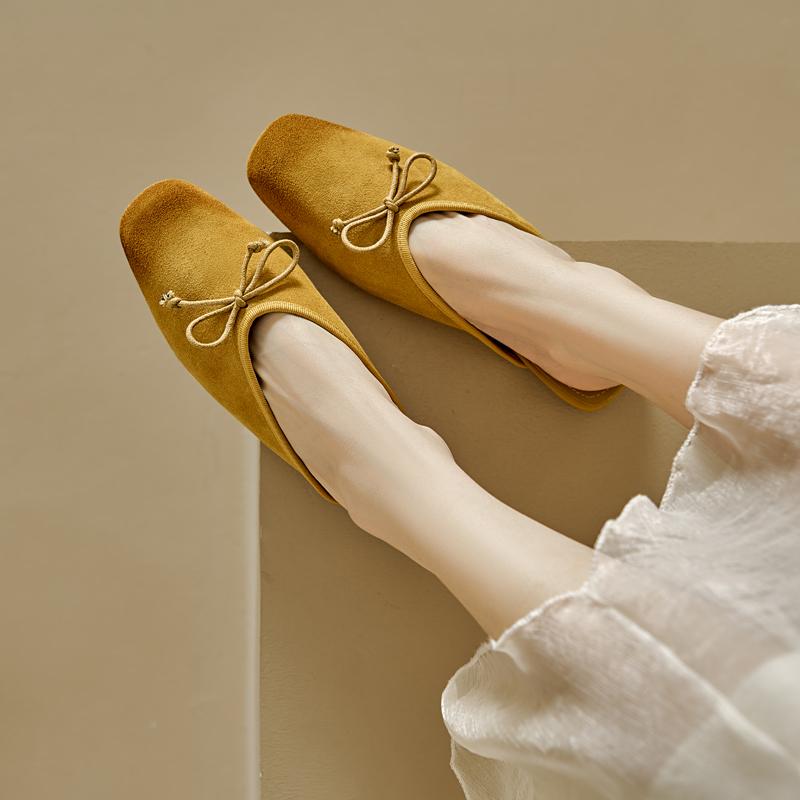 

Мода 2025 Новые летние женские мюли из натуральной кожи, женская обувь с квадратным носком и массивным каблуком, туфли с закрытым носком, сандалии-слингбэки, шлепанцы 34 жёлтый