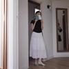 French White Lace High-waist Skirt WoMan's Summer Thin Drape Mid-length A-line Umbrella Skirt