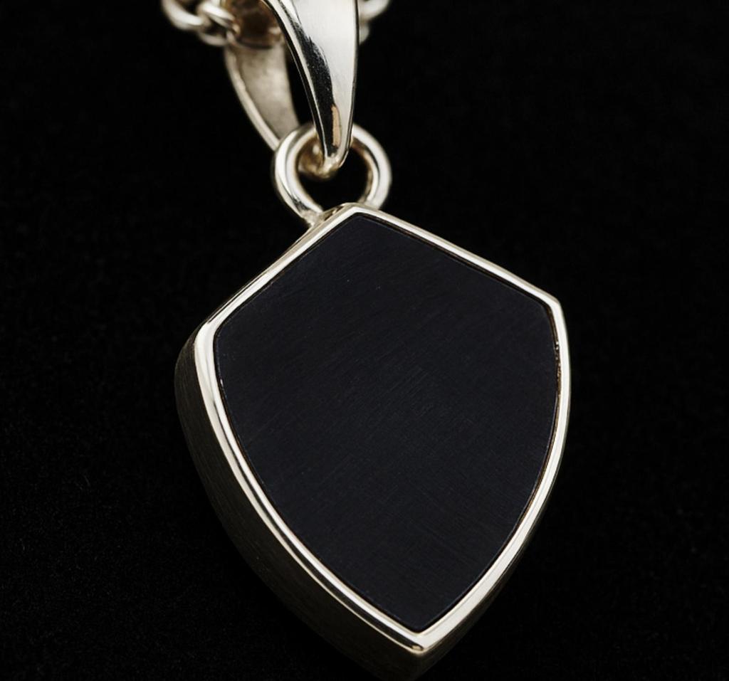 Black Onyx Pendant, 925 Solid Silver Necklace, Gemstone Pendant, Onyx Jewelry, Gift for Women, Shield Shape Ston