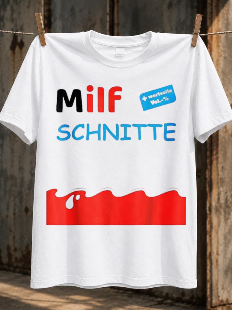 Milf Schnitte Wertvolle Vol Gerunisex Snack Parody Humor Red Wave Bar Blue Handwritten Lettering Unisex All Tshirt