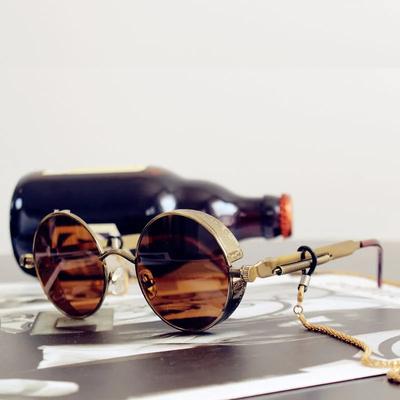 Classic Gothic Steampunk Sunglasses Luxury Brand Designer Men and Women Retro Round Metal Frame Sunglasses UV400