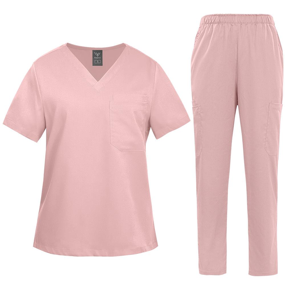 Multicolor Beautician Lab Workwear Solid Color Beauty Salon Nursing Uniforms Pet Clinic Scrubs Uniforms Work Clothes