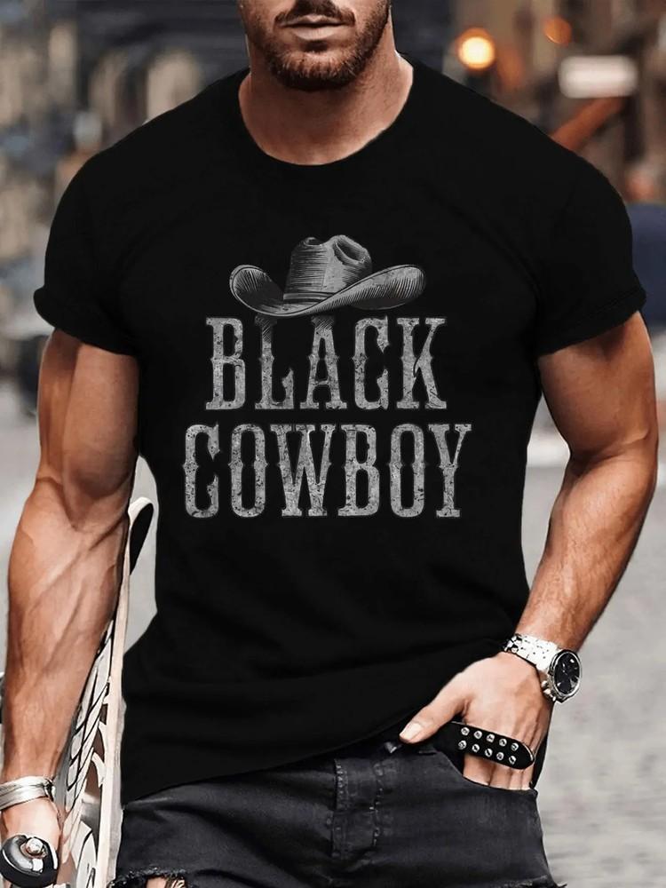 Soft Cotton Men039;s Graphic T-Shirt | Black Cowboy Moisture-Wicki wbr/ ng Tee with 034;BLAC Unisex T-Shirt M