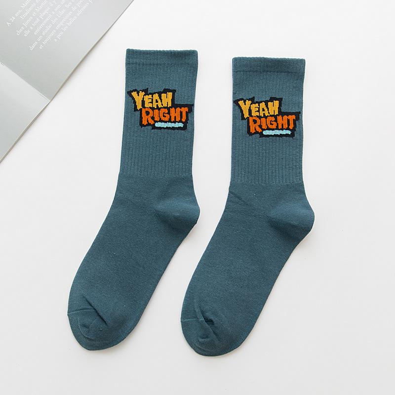 Korean style fashion Harajuku street hip hop socks unisex fun men's socks happy skateboard Chinese character letter ladies socks