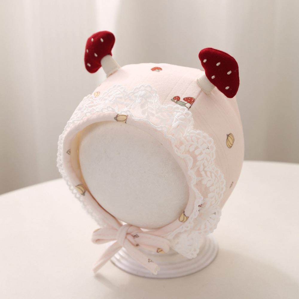 Windproof Newborn Baby Hat Lace Trim Mushroom Lace Hat Baby Earflap Hat  Newborn Photo Shoot Baby
