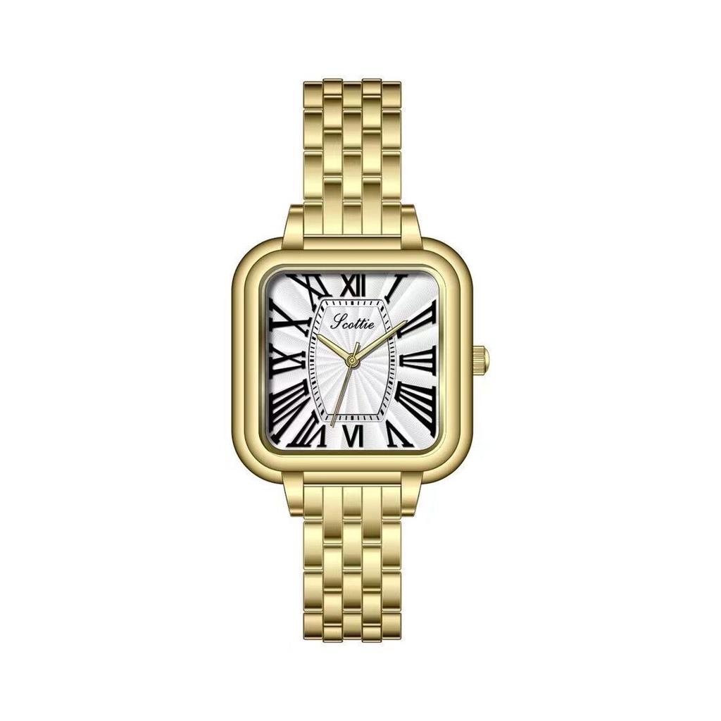 Square Small Square Watch Women'S Watch Simple Roman Stainless Steel Belt Exquisite Niche Light Luxury Women'S Watch