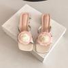 Fashion Big Size Shoes Woman 2025 Slippers Casual Square Heel Flower Shale Female Beach Luxury Block Sabot Slides Floral Big Size Square