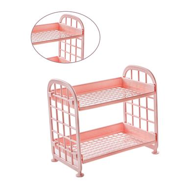 Étagère de rangement en plastique à 2 niveaux pour salle de bain, toilettes, cuisine, bureau, articles divers, cosmétiques