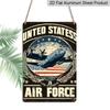 2D Flat, 1pc United States Air Force Vintage Airplane Aluminum Sign - Patriotic Military Wall Decor Military Room Decor, Man Cave, Patriotic Home
